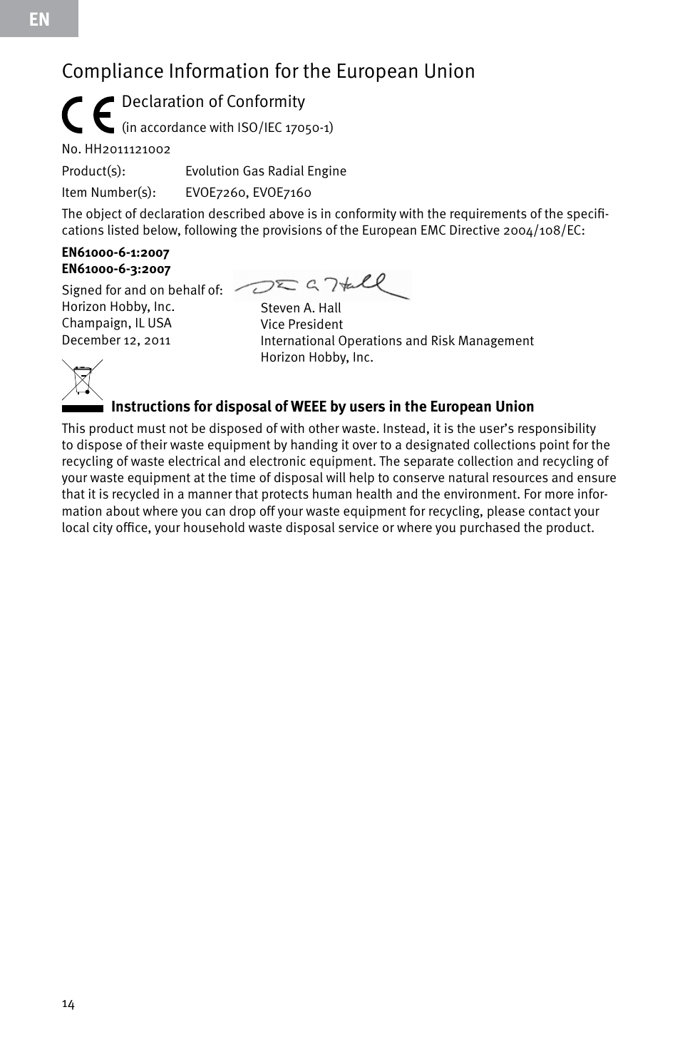 Compliance information for the european union | Evolution Engines E7260 User Manual | Page 14 / 56