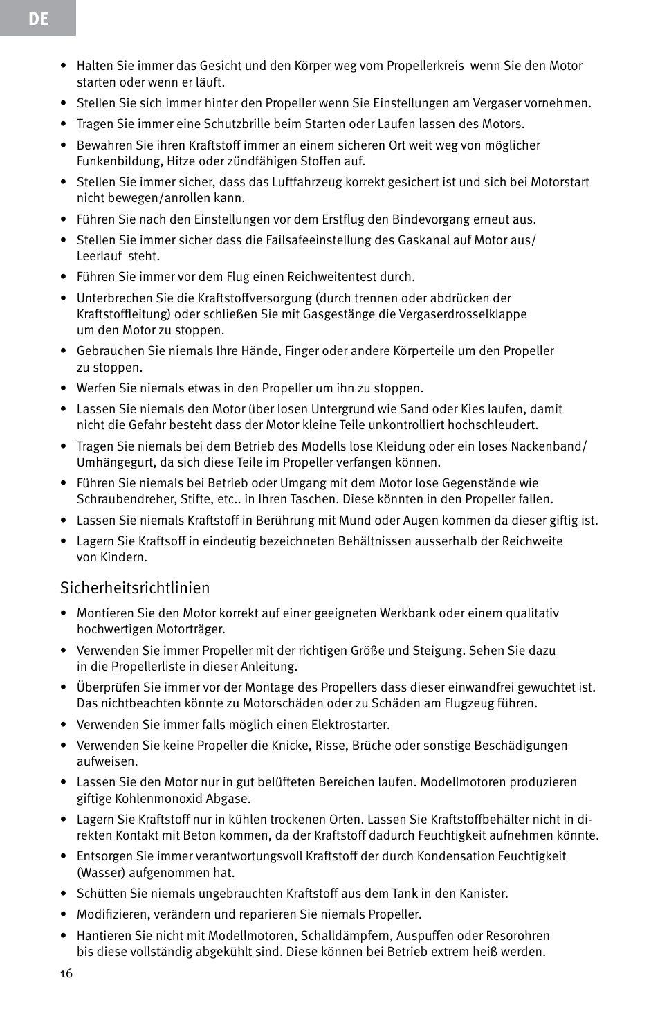 Sicherheitsrichtlinien | Evolution Engines E7260 User Manual | Page 16 / 56