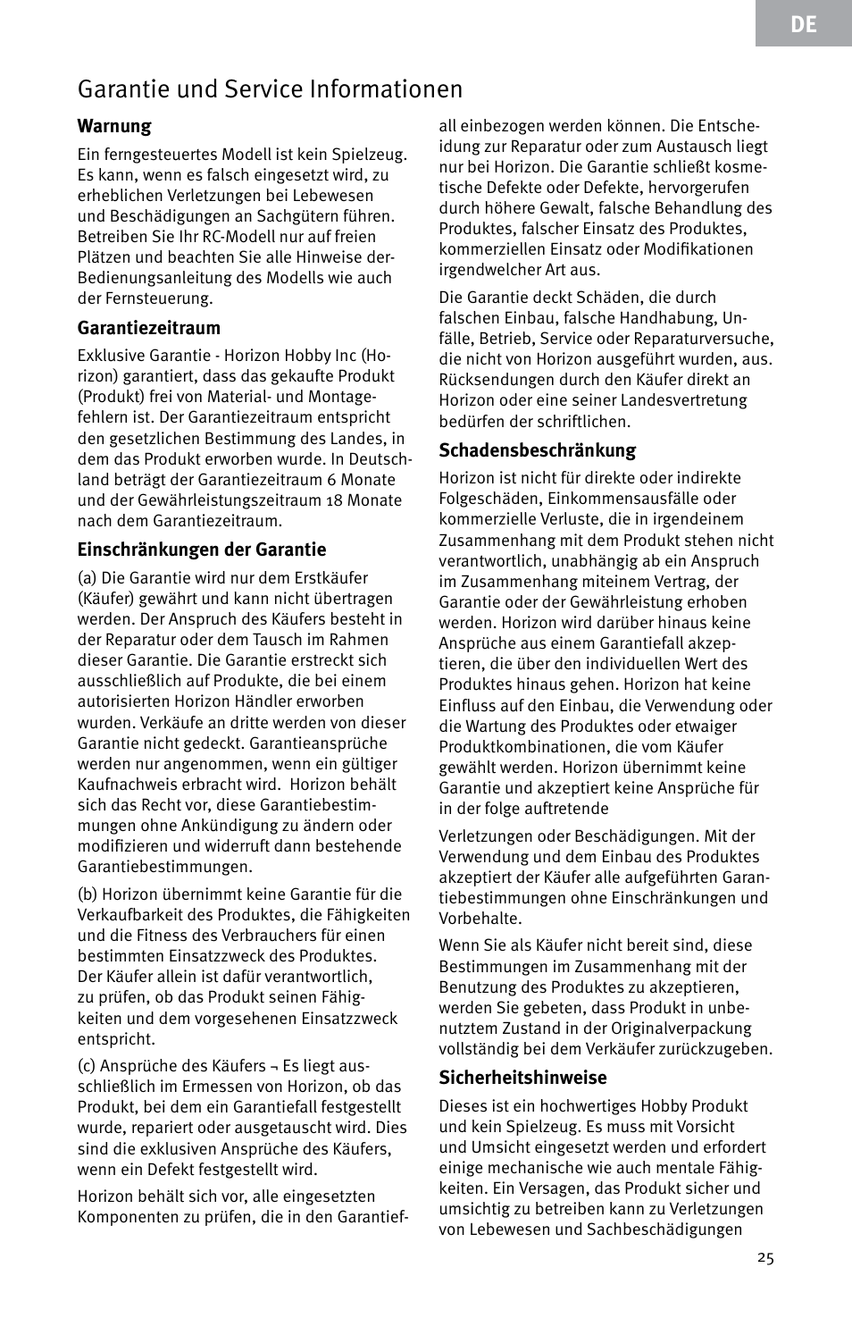 Garantie und service informationen | Evolution Engines E7260 User Manual | Page 25 / 56