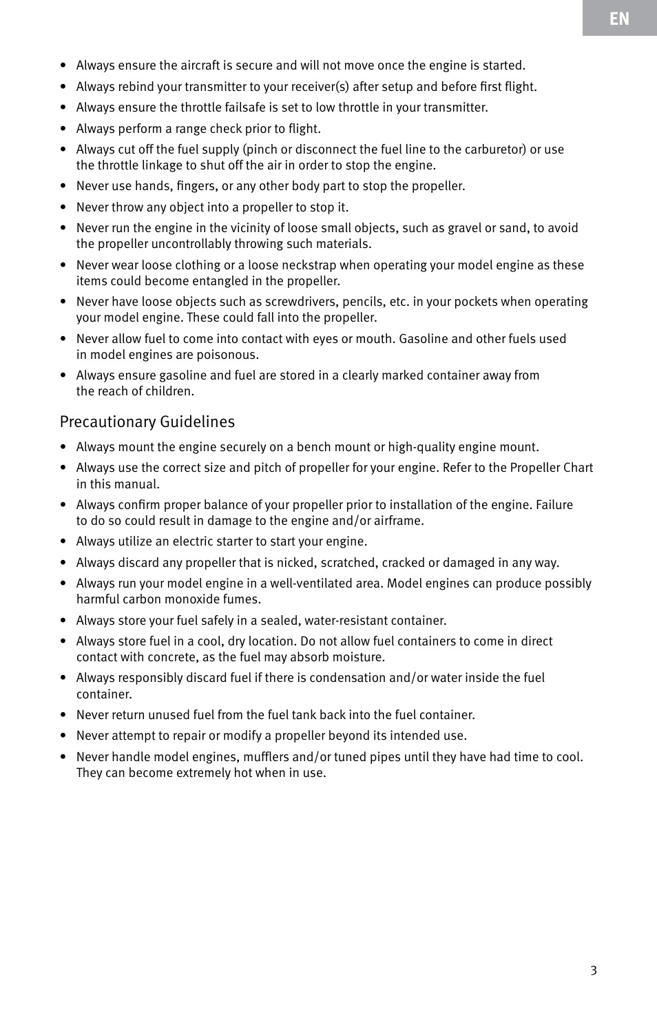 Precautionary guidelines | Evolution Engines E7260 User Manual | Page 3 / 56