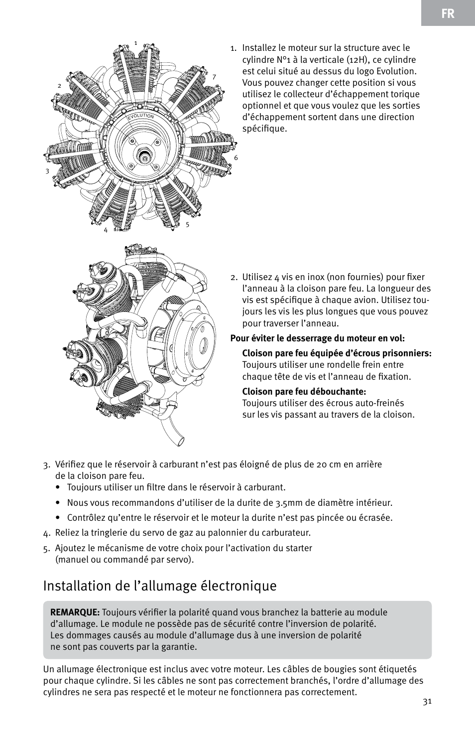 Installation de l’allumage électronique | Evolution Engines E7260 User Manual | Page 31 / 56