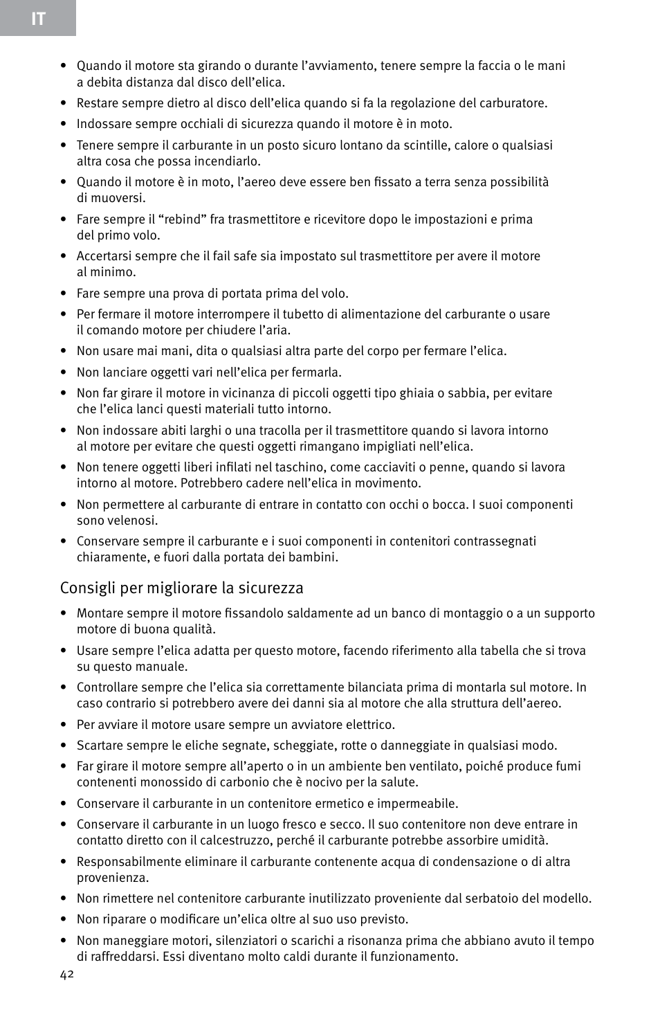 Consigli per migliorare la sicurezza | Evolution Engines E7260 User Manual | Page 42 / 56