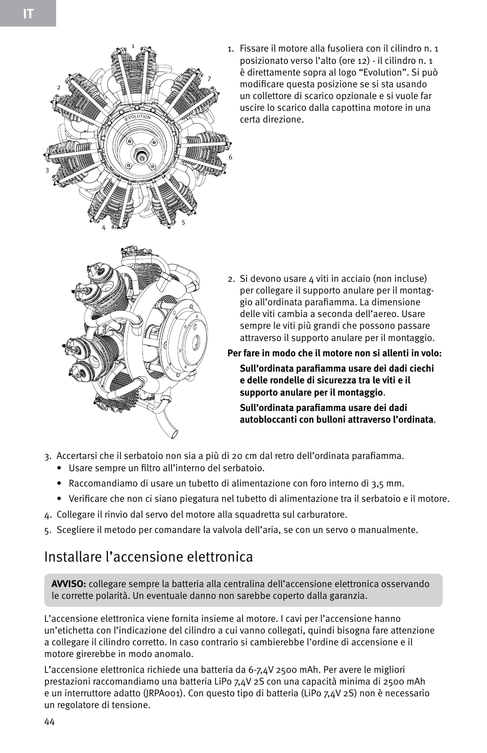 Installare l’accensione elettronica | Evolution Engines E7260 User Manual | Page 44 / 56
