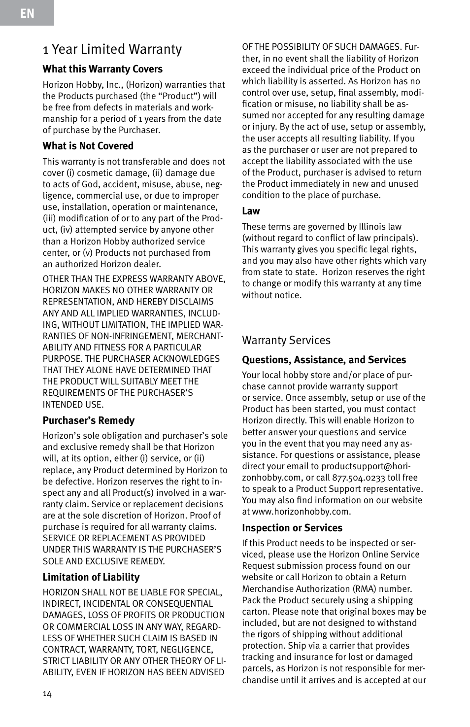 1 year limited warranty | Evolution Engines E999 User Manual | Page 14 / 60