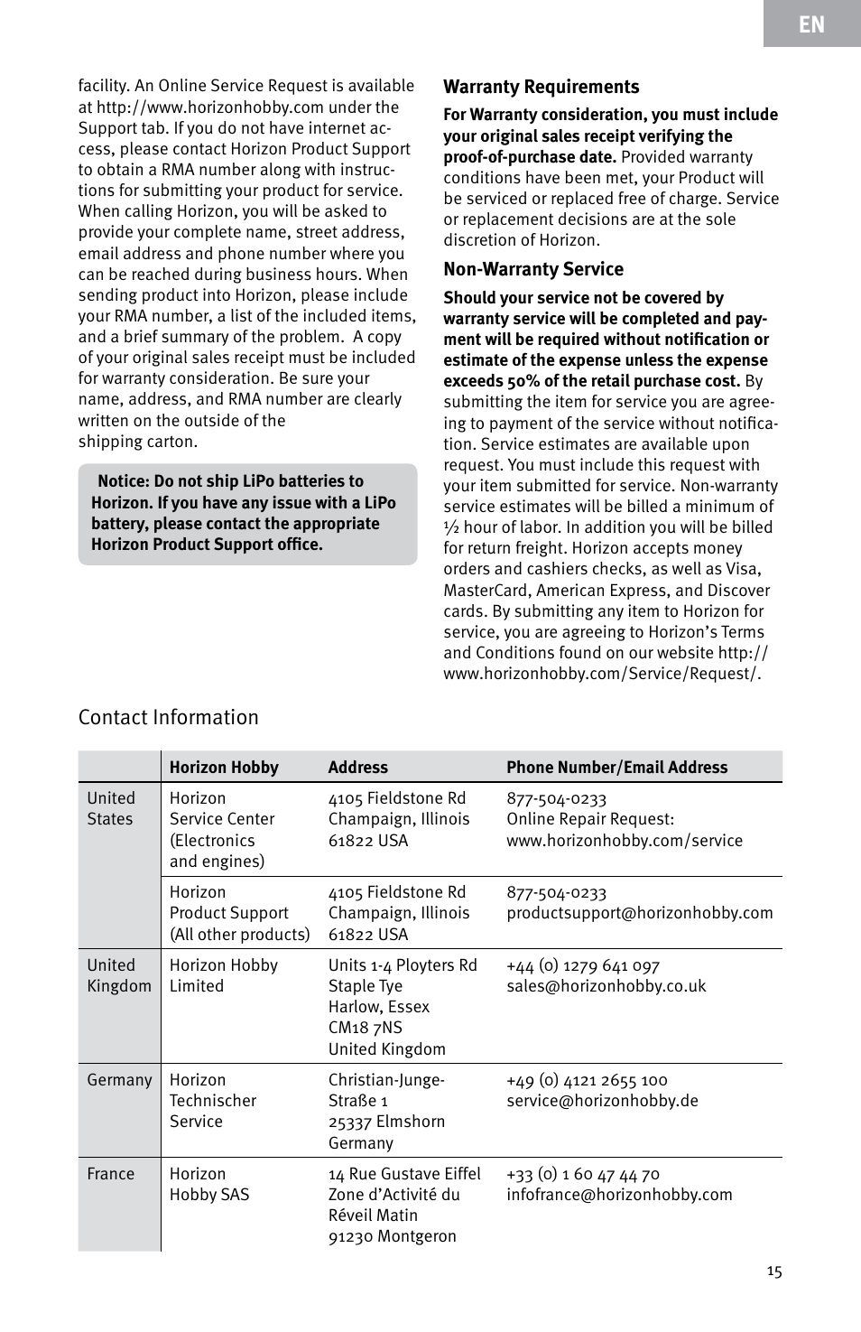 Contact information | Evolution Engines E999 User Manual | Page 15 / 60