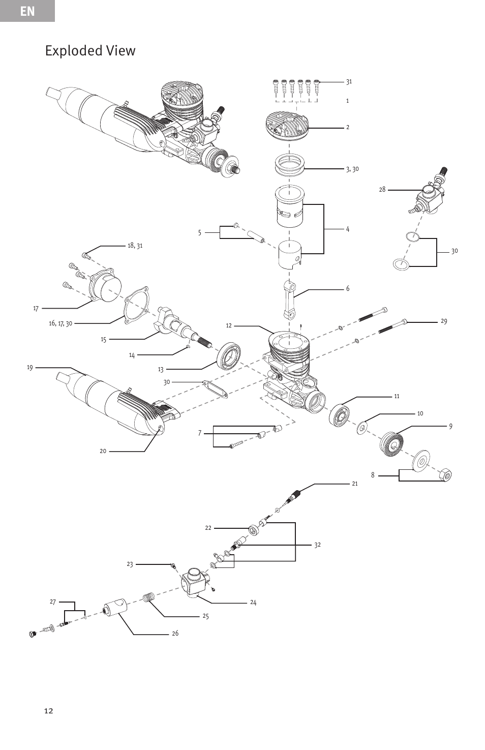 Exploded view | Evolution Engines 91NX User Manual | Page 12 / 15