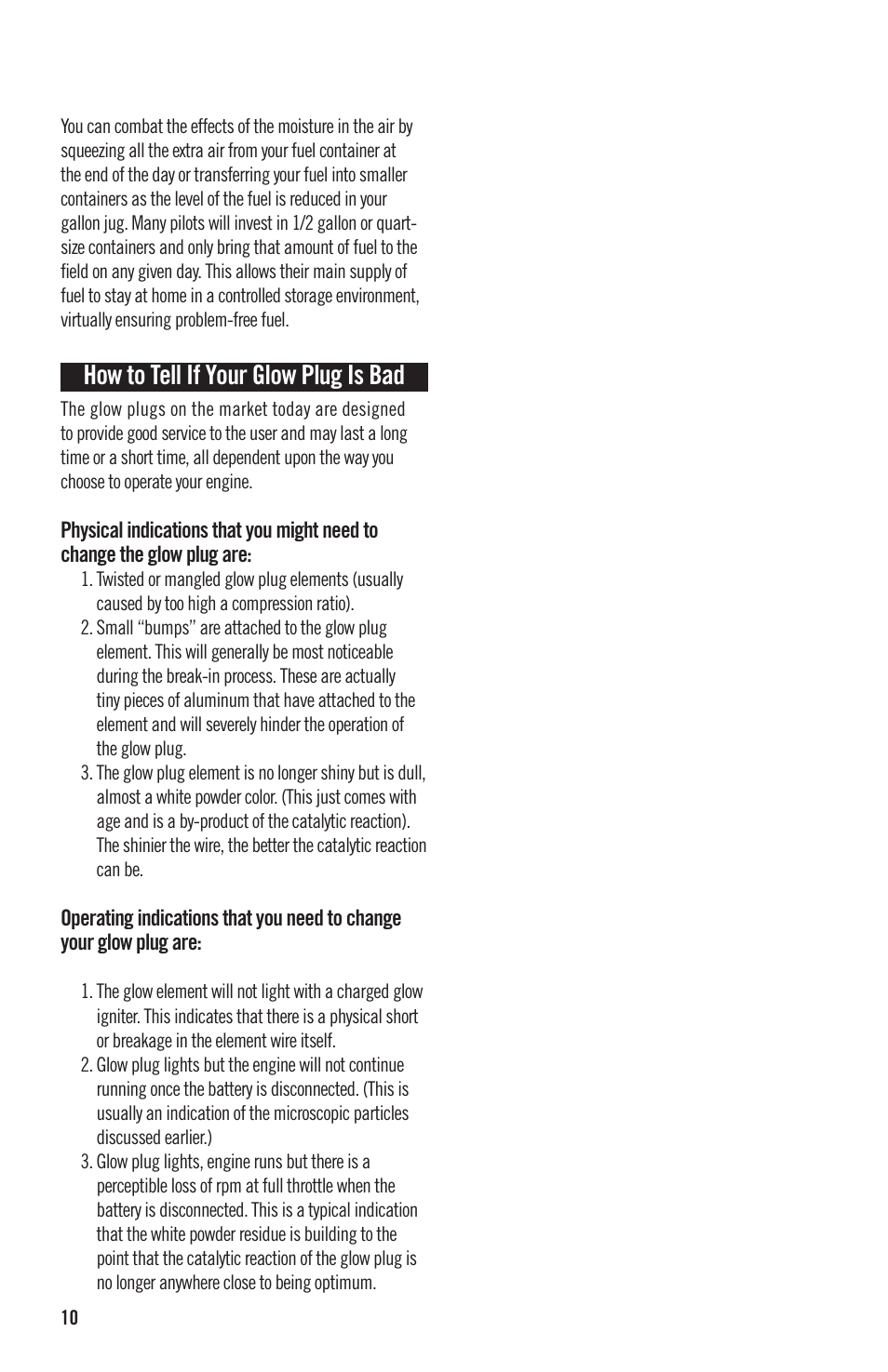 How to tell if your glow plug is bad | Evolution Engines 40NX RC User Manual | Page 11 / 16