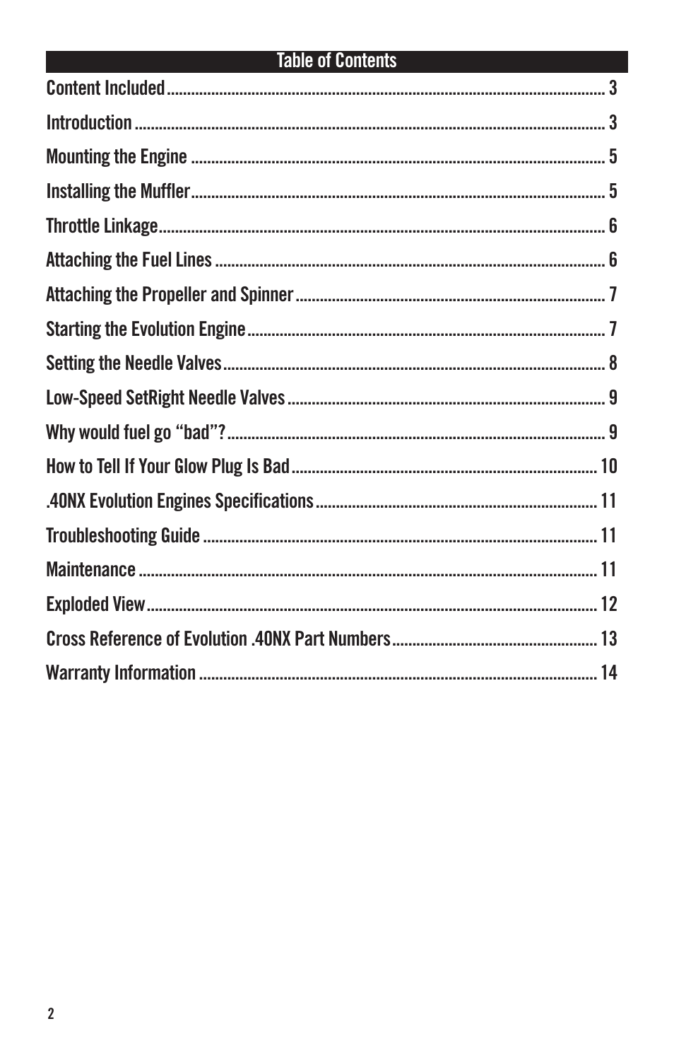 Evolution Engines 40NX RC User Manual | Page 3 / 16