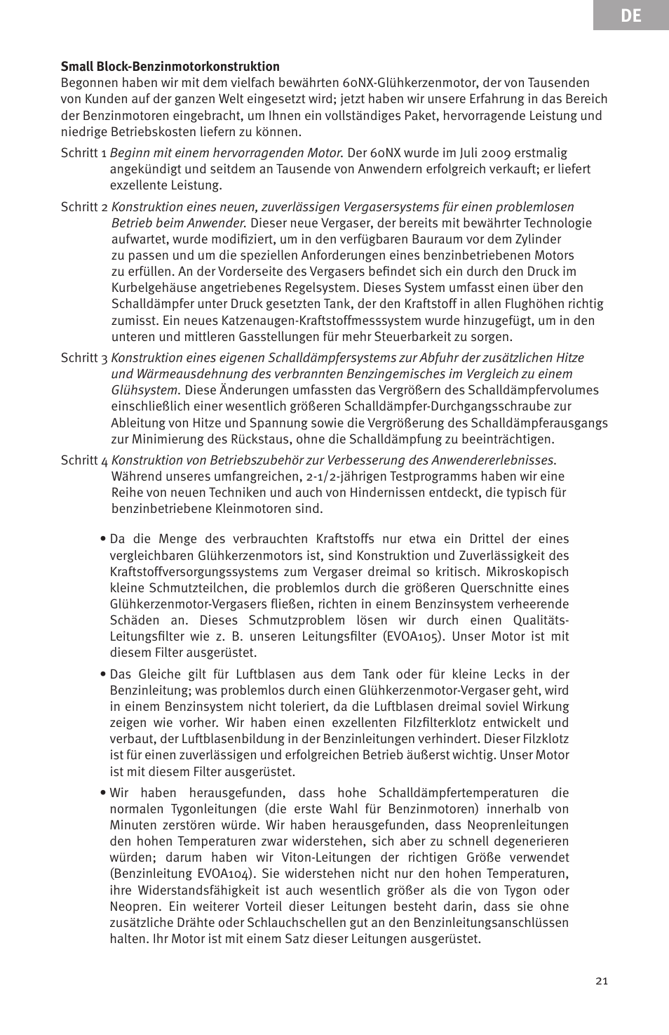 Evolution Engines Gas RC User Manual | Page 21 / 72