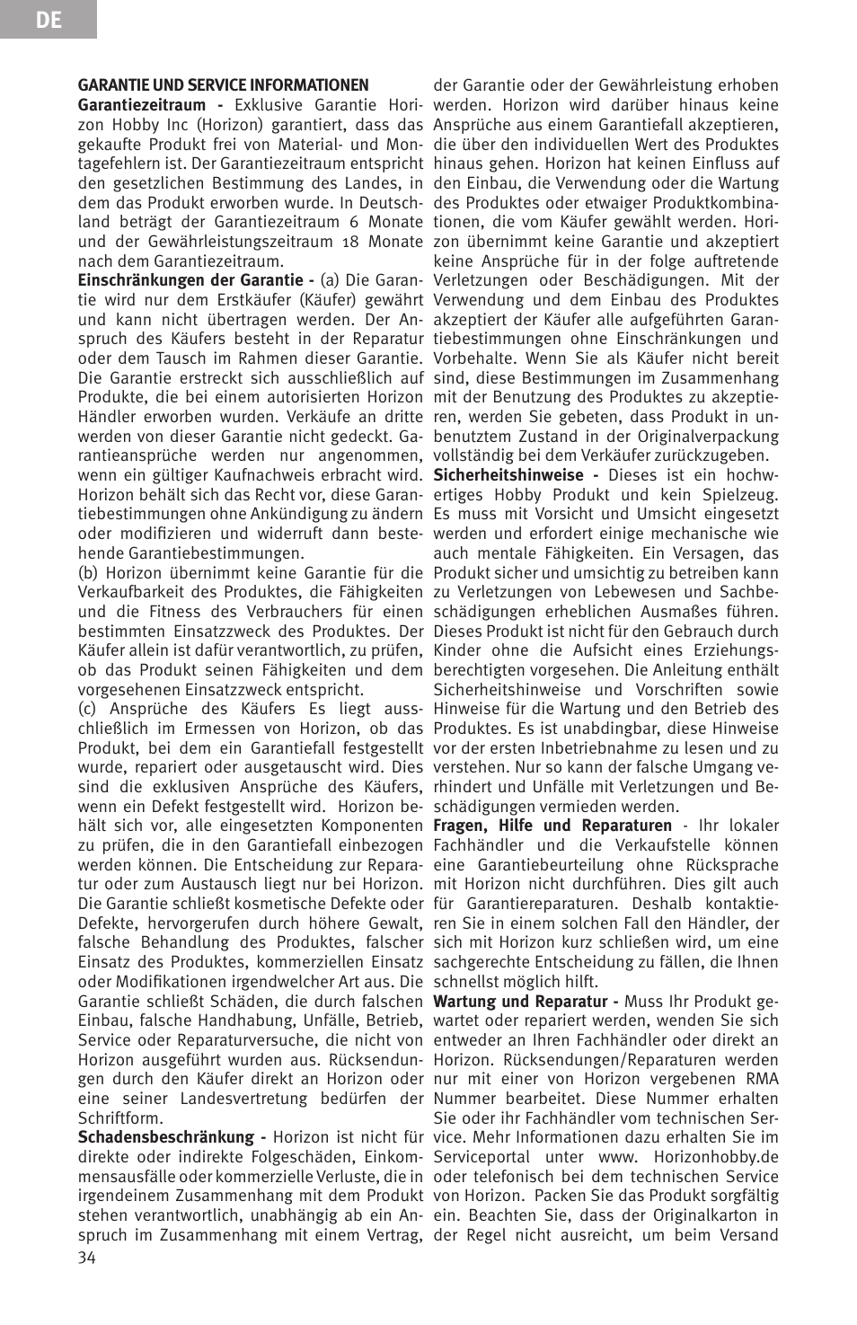 Evolution Engines Gas RC User Manual | Page 34 / 72