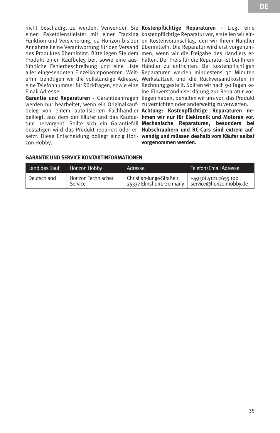 Evolution Engines Gas RC User Manual | Page 35 / 72