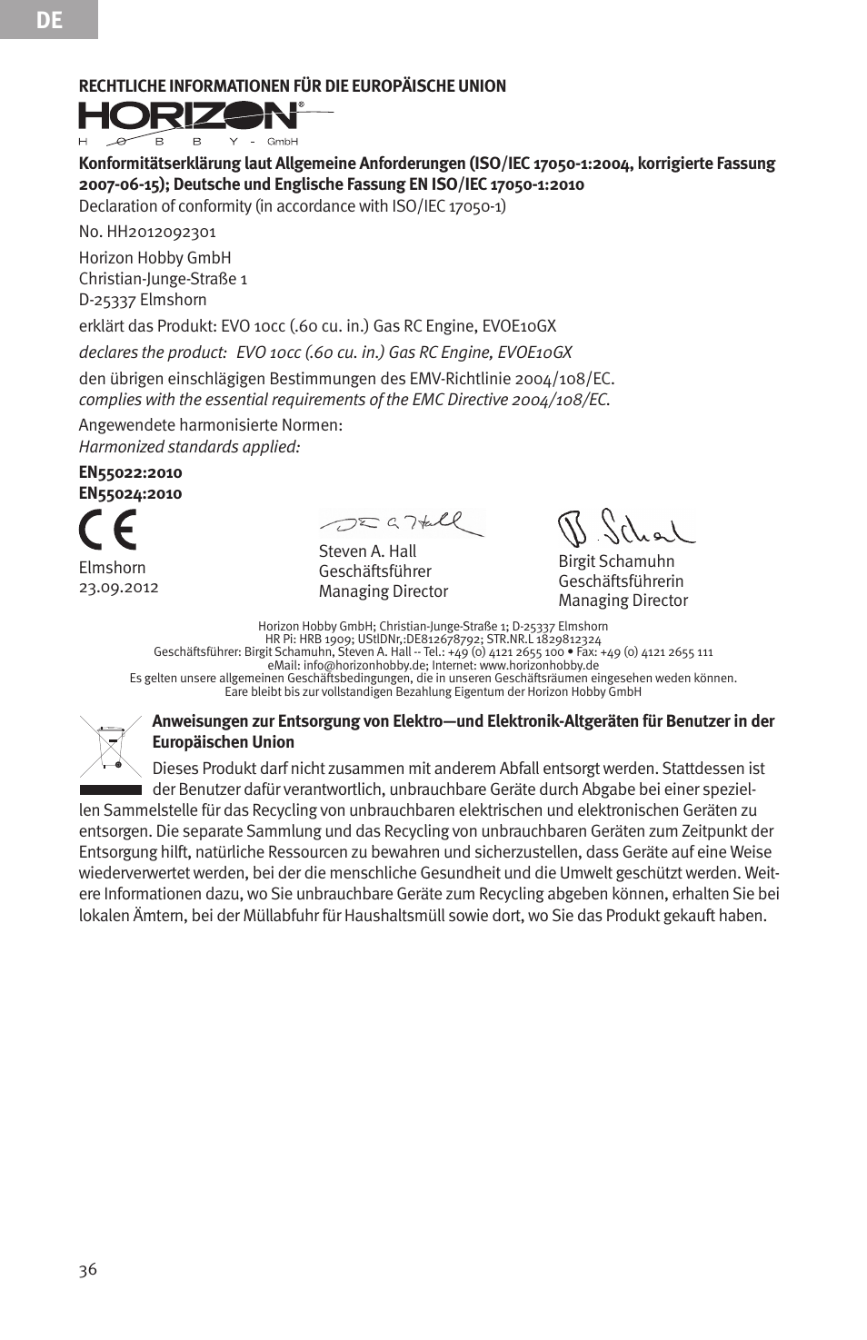 Evolution Engines Gas RC User Manual | Page 36 / 72
