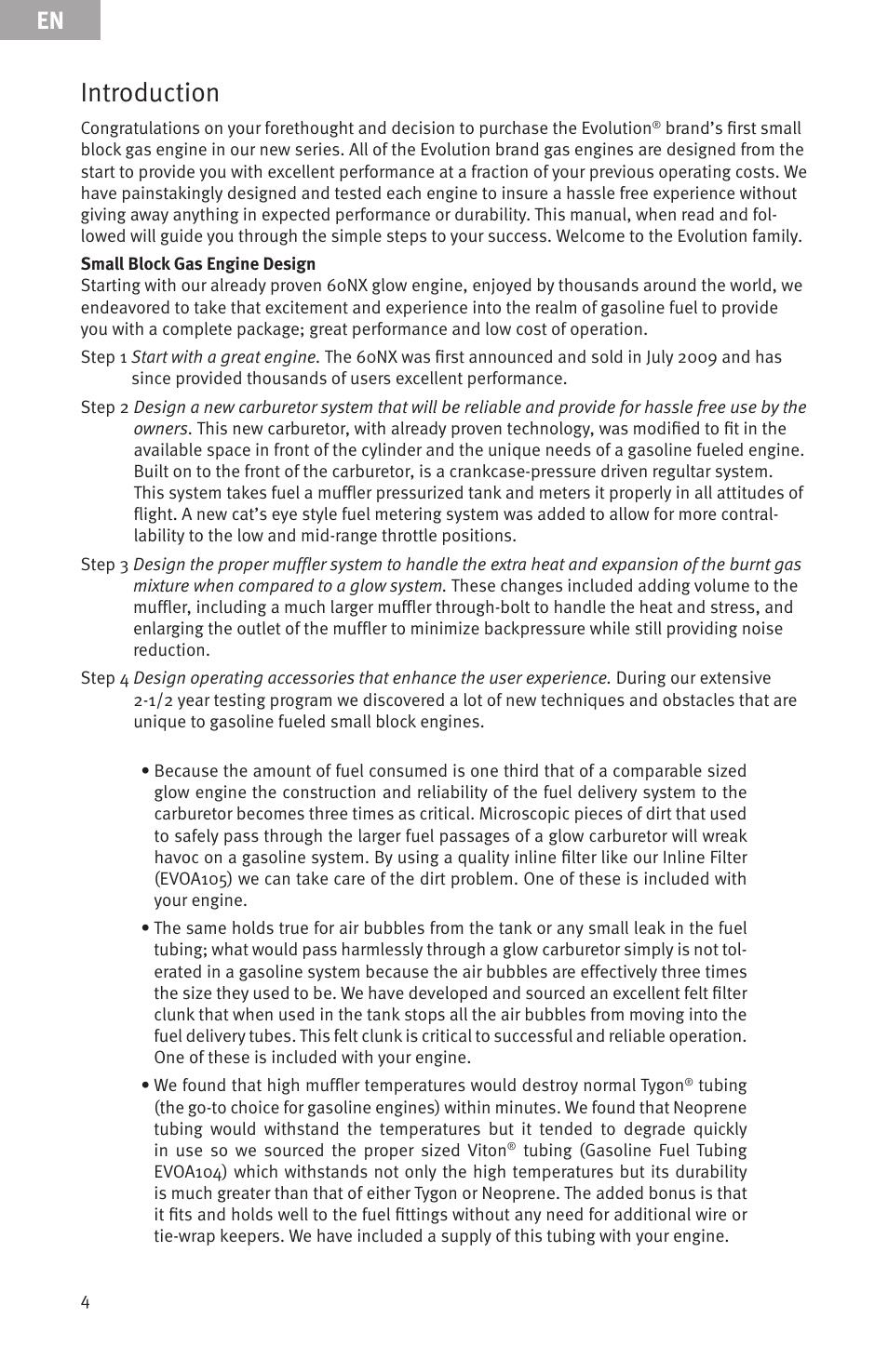 Introduction | Evolution Engines Gas RC User Manual | Page 4 / 72