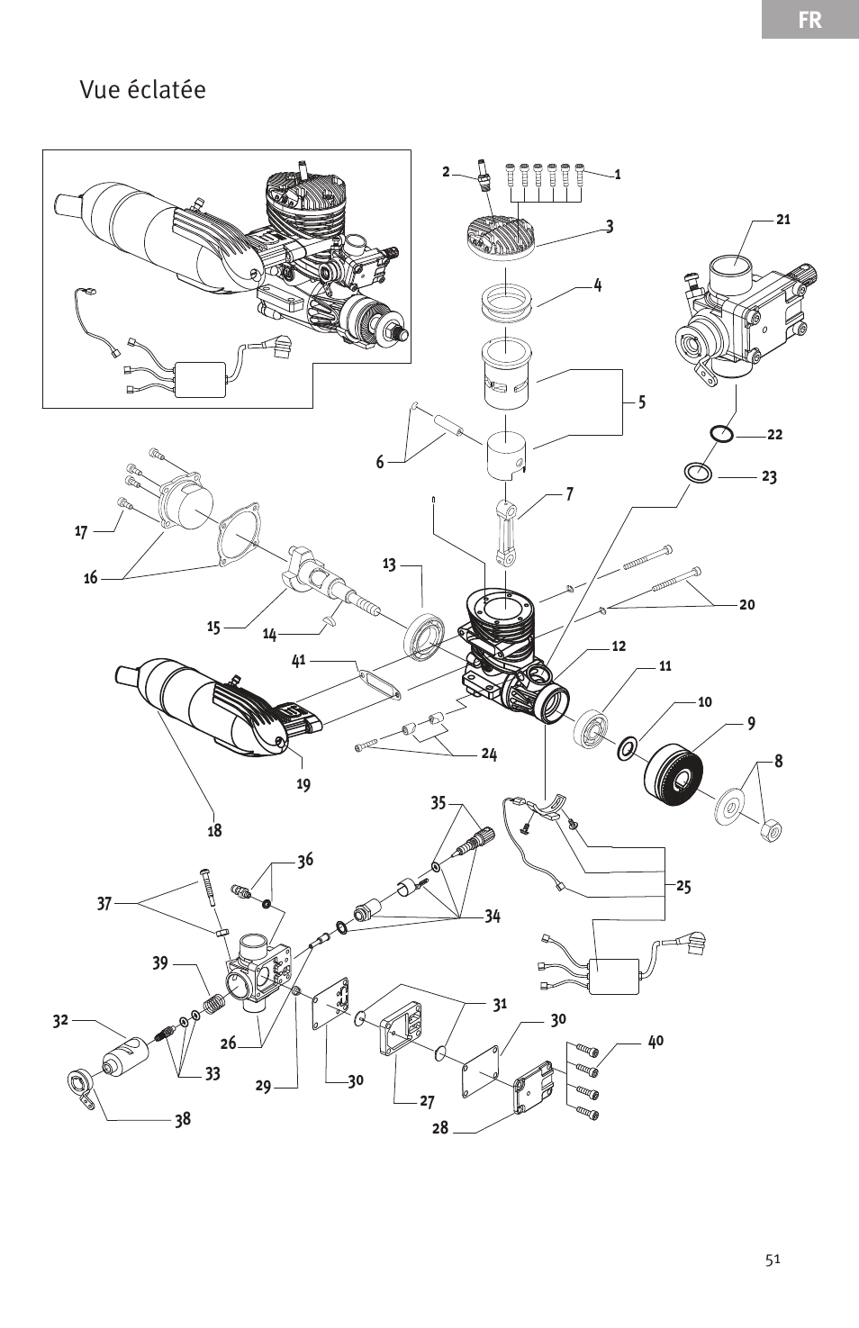 Vue éclatée | Evolution Engines Gas RC User Manual | Page 51 / 72