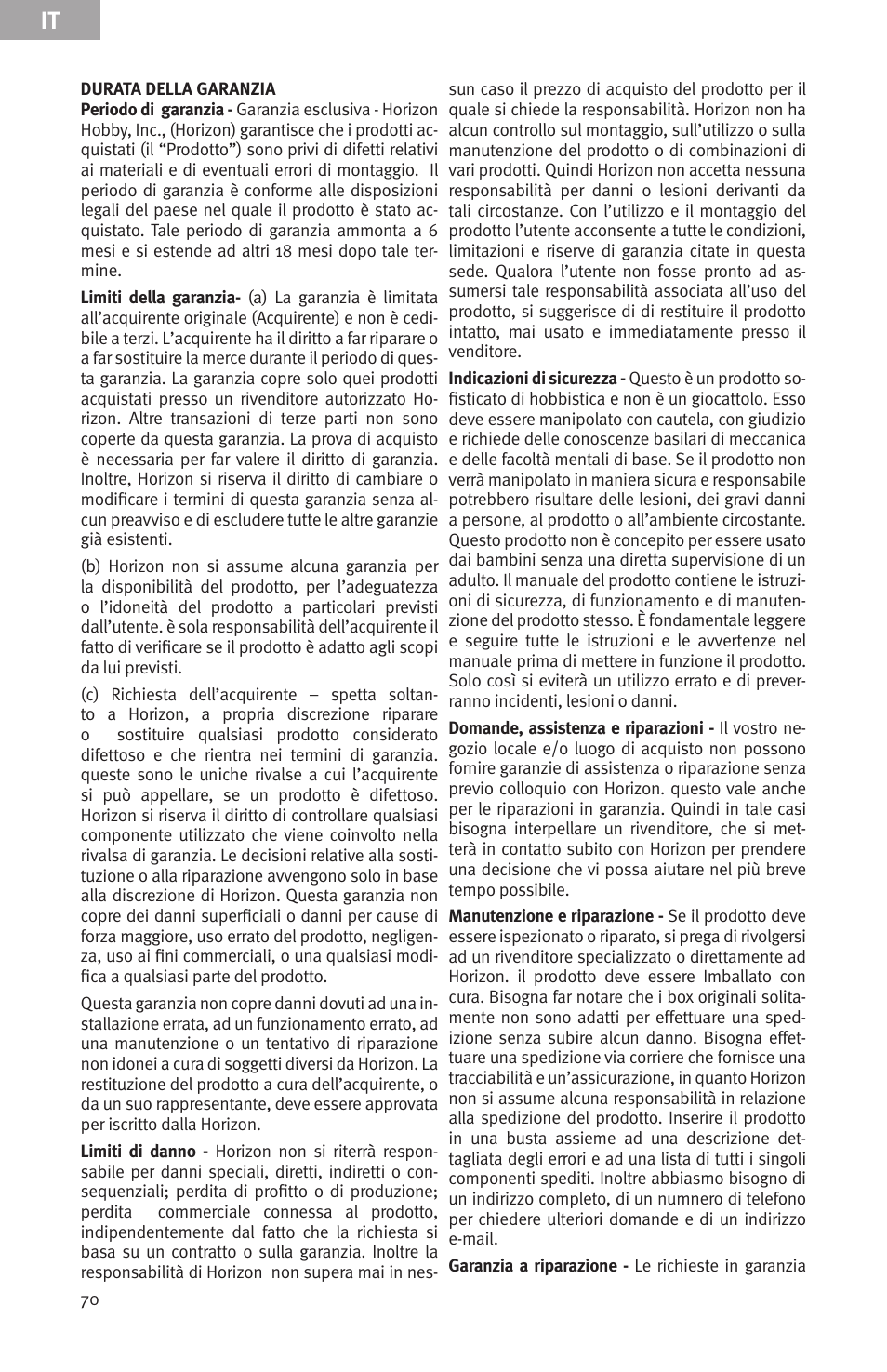Evolution Engines Gas RC User Manual | Page 70 / 72