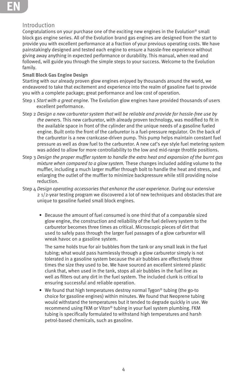 Introduction | Evolution Engines 15GX2 15cc User Manual | Page 4 / 20