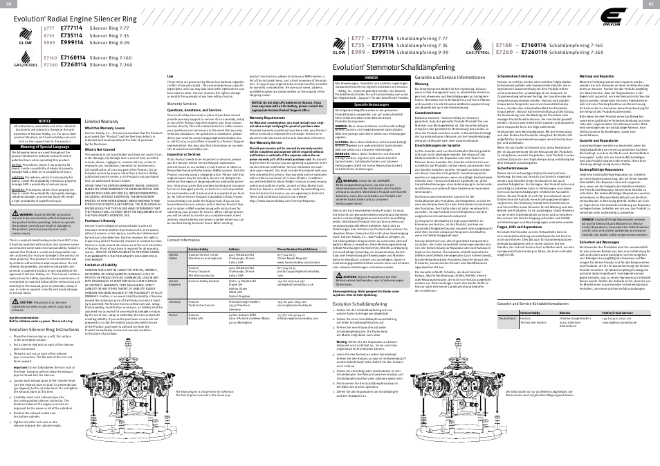 Evolution Engines E7260114 User Manual | 2 pages