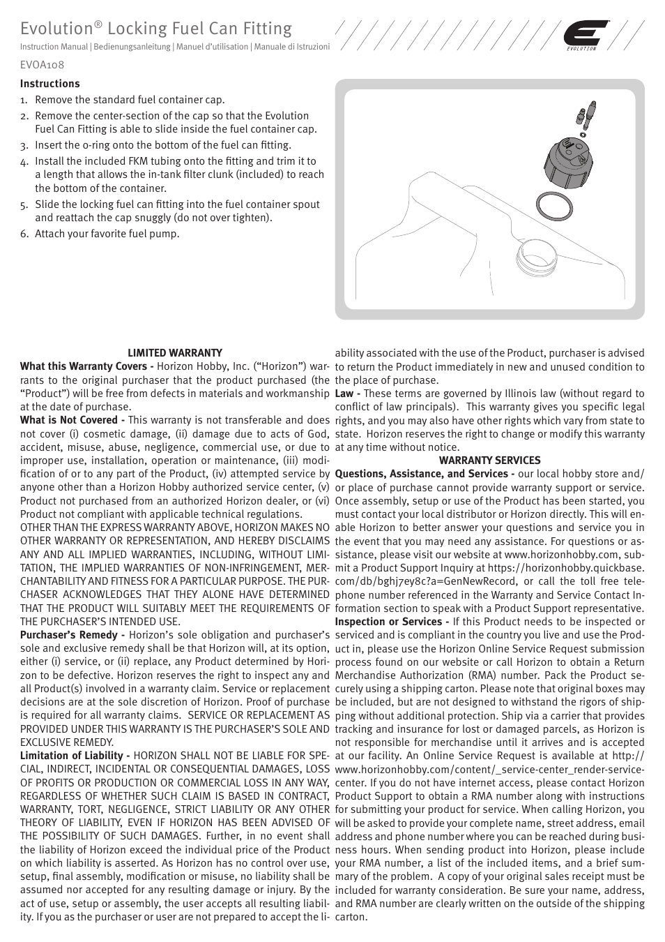 Evolution Engines EVOA108 User Manual | 2 pages