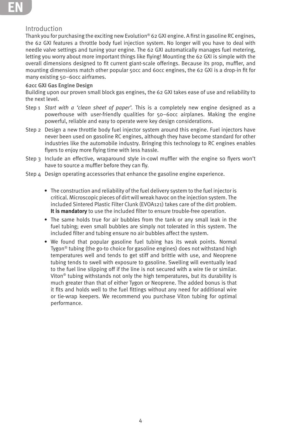 Introduction | Evolution Engines 62GXI User Manual | Page 4 / 21