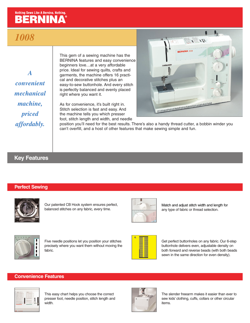 Bernina 1008 User Manual | 3 pages