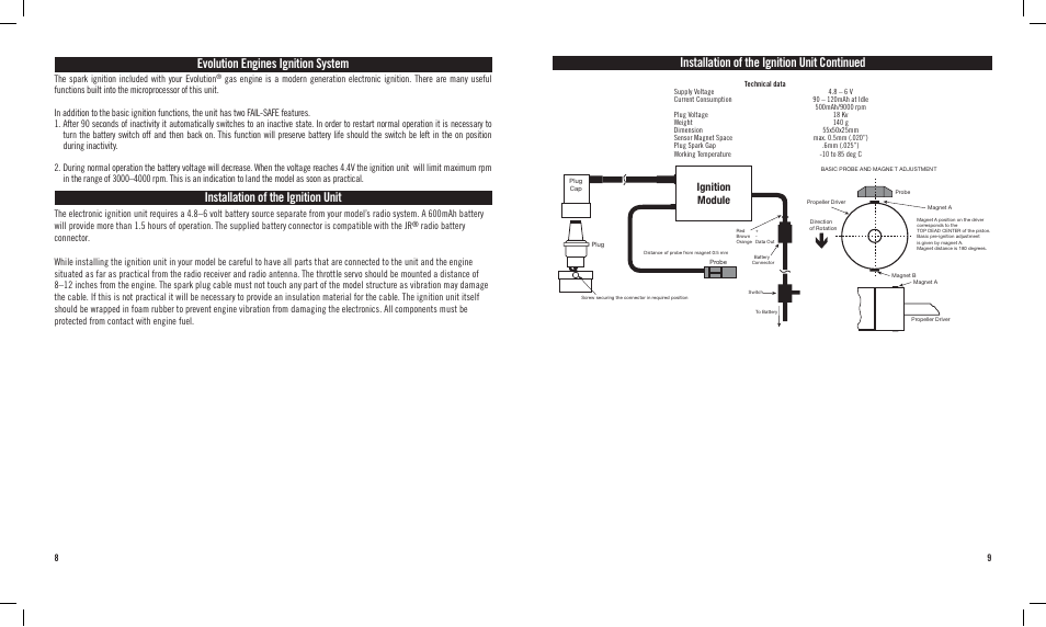 Evolution engines ignition system, Installation of the ignition unit, Installation of the ignition unit continued | Ignition module, The spark ignition included with your evolution | Evolution Engines 58GX User Manual | Page 5 / 6