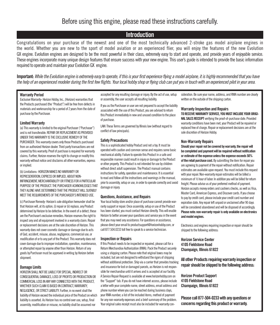 Introduction | Evolution Engines EVOE40GX User Manual | Page 2 / 12