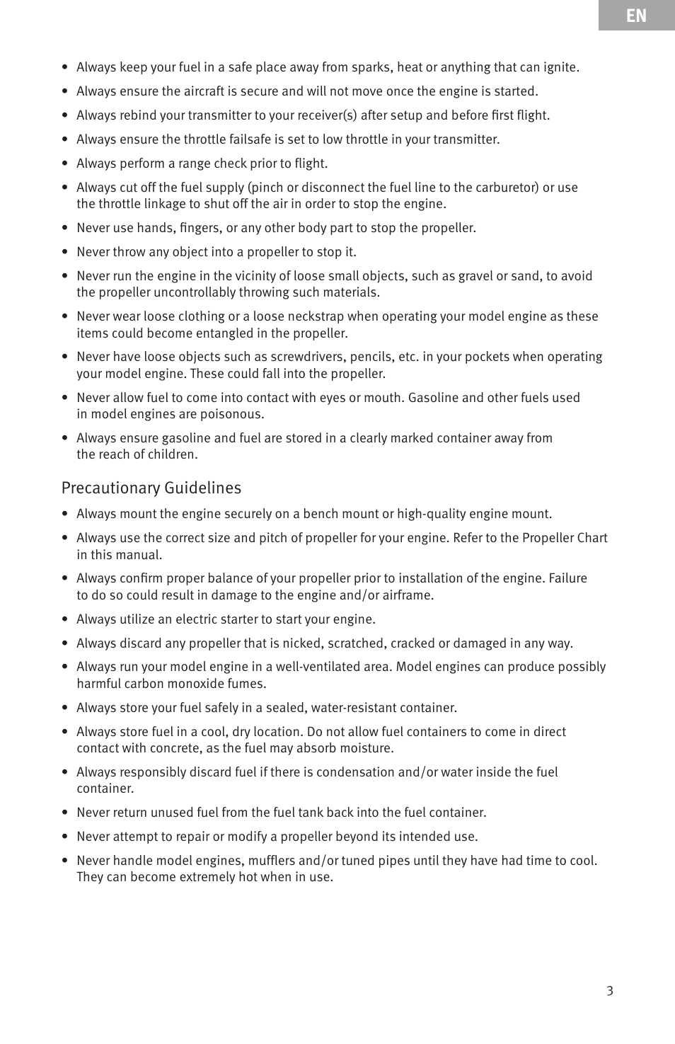 Precautionary guidelines | Evolution Engines EVOE33GX User Manual | Page 3 / 19