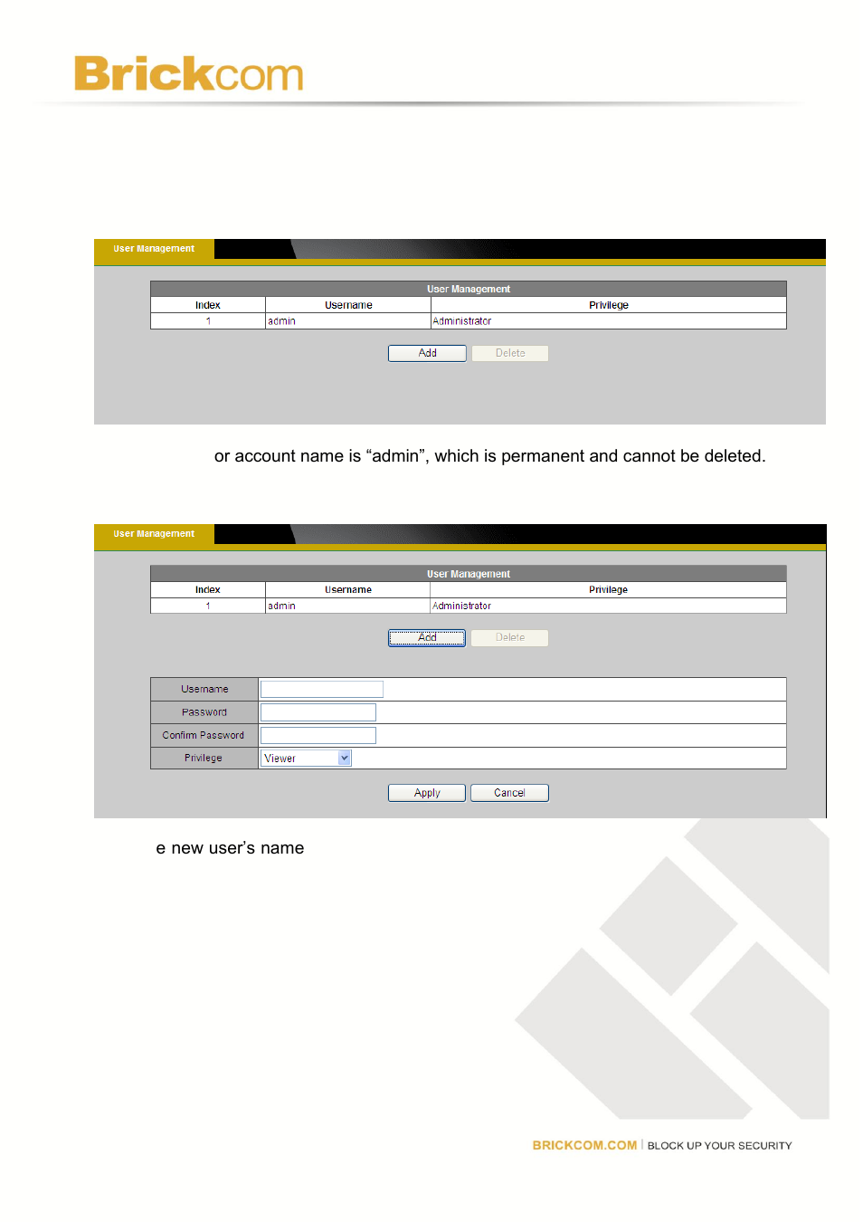 Maintenance, User management | Brick Computer CB-102A User Manual | Page 82 / 85