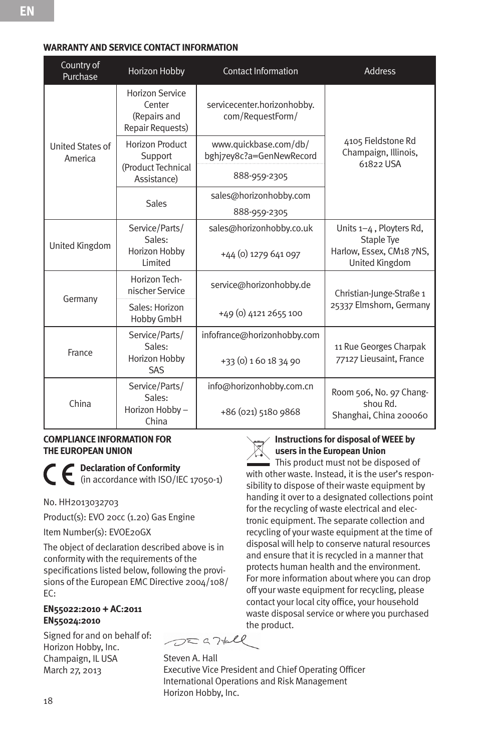 Evolution Engines EVOE20GX User Manual | Page 18 / 19