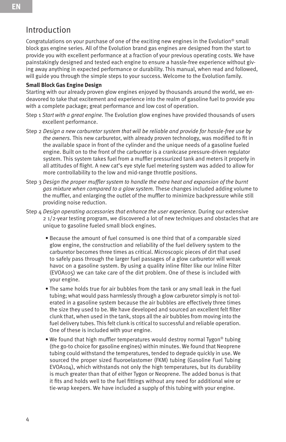 Introduction | Evolution Engines EVOE20GX User Manual | Page 4 / 19