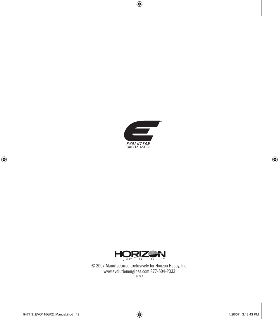 Evolution Engines EVOE116GX2 User Manual | 12 pages