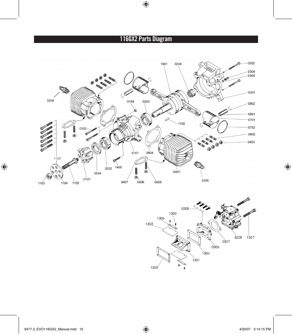 116gx2 parts diagram | Evolution Engines EVOE116GX2 User Manual | Page 11 / 12