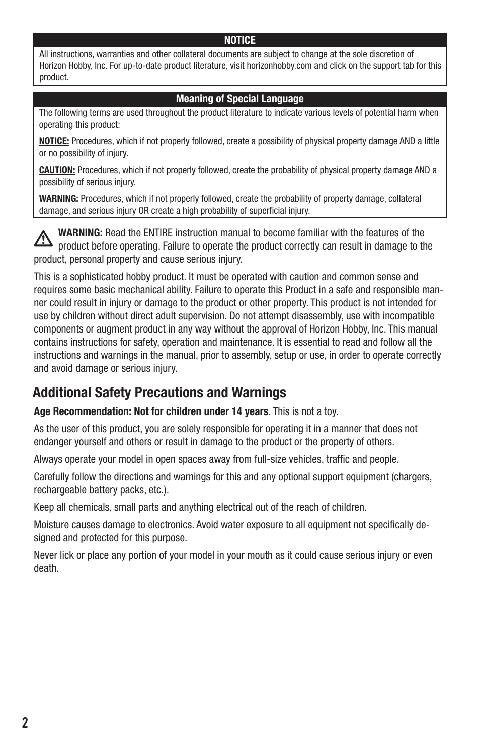 Additional safety precautions and warnings | Evolution Engines EVOE0605 User Manual | Page 2 / 12