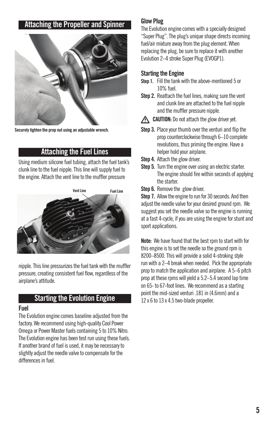 Starting the evolution engine | Evolution Engines EVOE0605 User Manual | Page 5 / 12