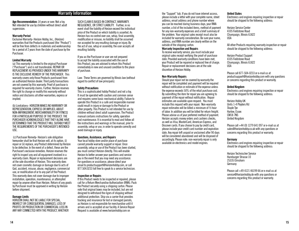 Warranty information | Evolution Engines 60NX User Manual | Page 8 / 8
