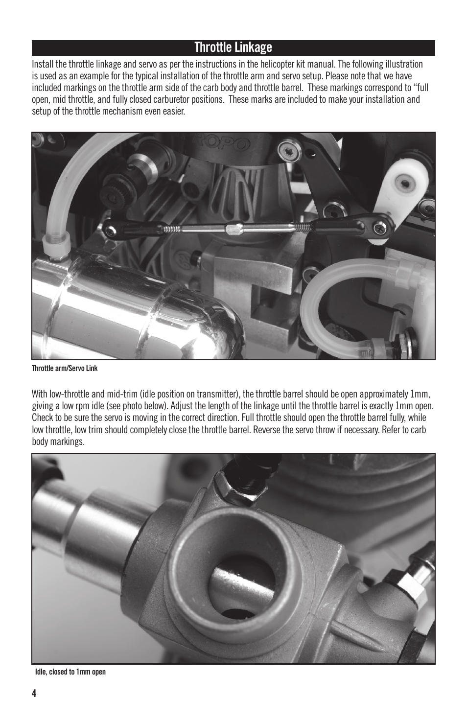 Throttle linkage | Evolution Engines 52NX User Manual | Page 4 / 12