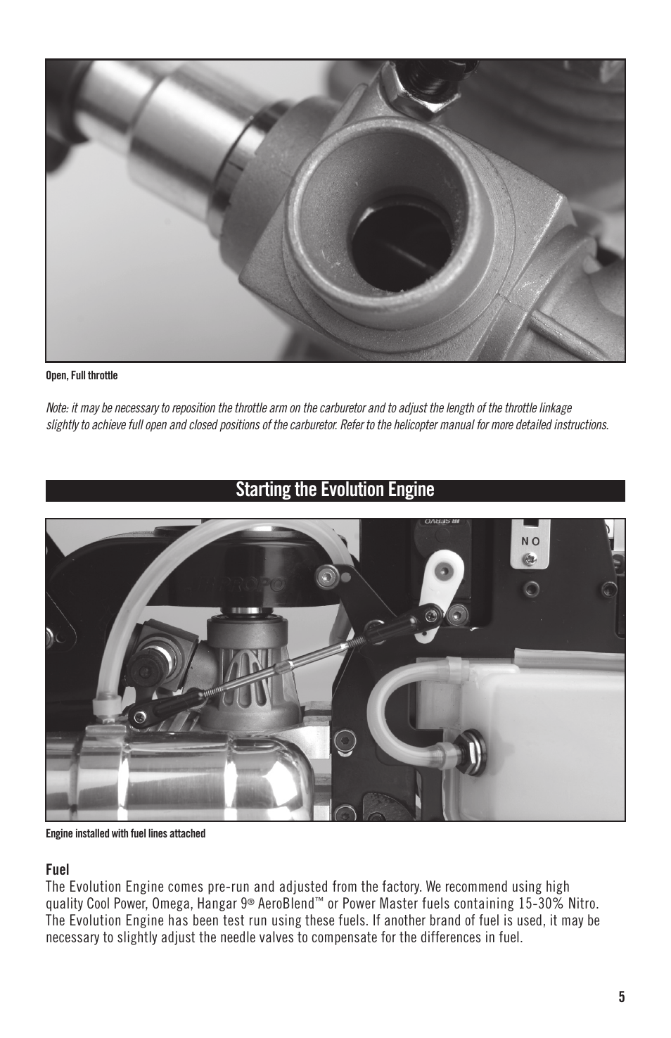 Starting the evolution engine | Evolution Engines 52NX User Manual | Page 5 / 12