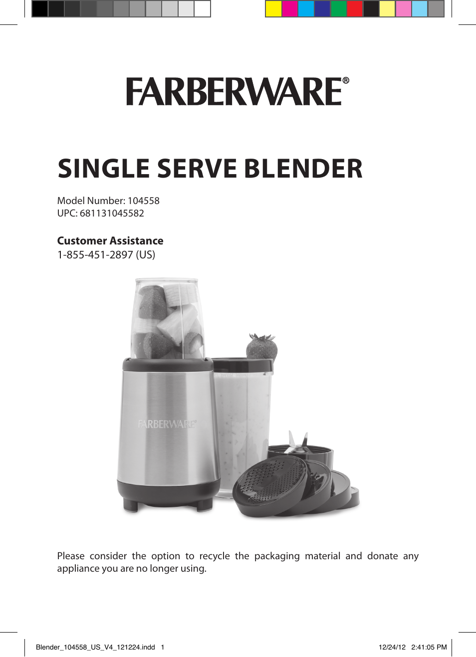 FARBERWARE 104558 17-Piece Rocket Blender User Manual | 19 pages