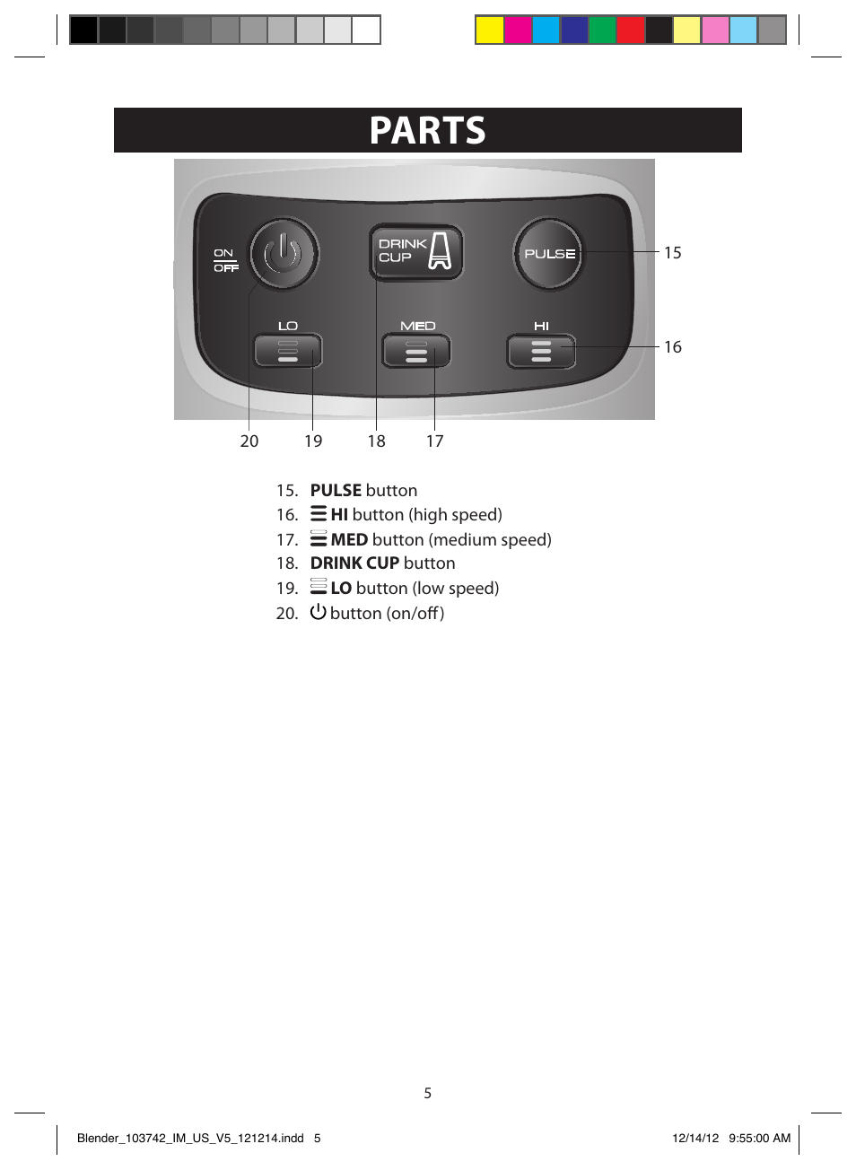 Parts | FARBERWARE 103742 4-Speed Digital Blender with Single Serve Cup User Manual | Page 5 / 26