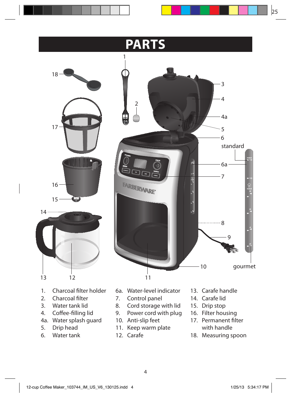 Parts | FARBERWARE 103744 12 Cup Coffee Maker User Manual | Page 4 / 19