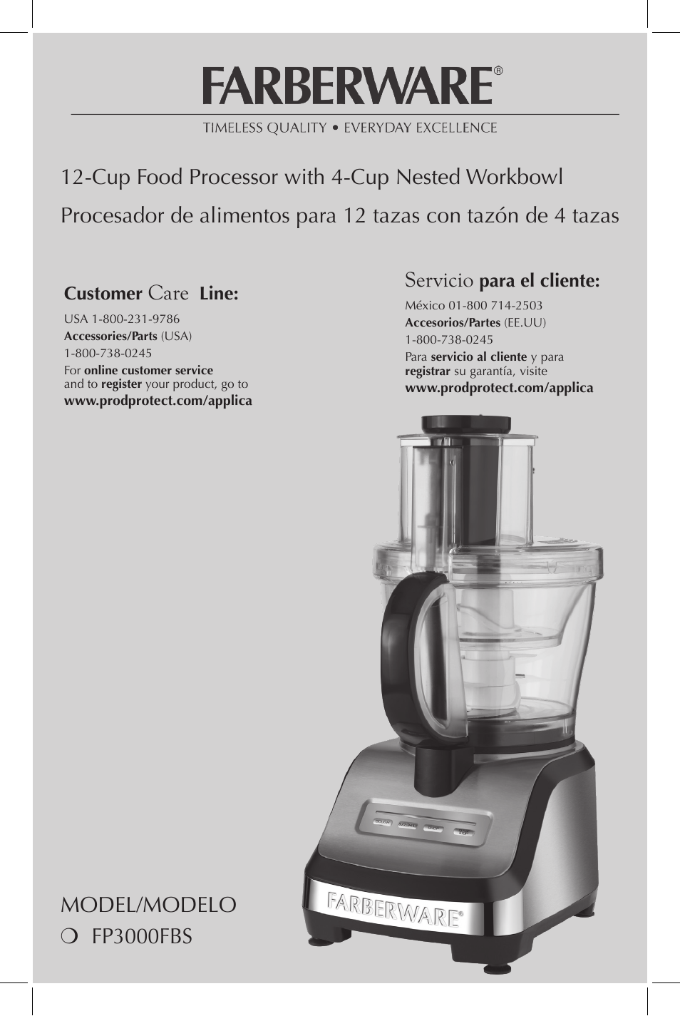 FARBERWARE FP3000FBS 12-Cup Food Processor User Manual | 15 pages