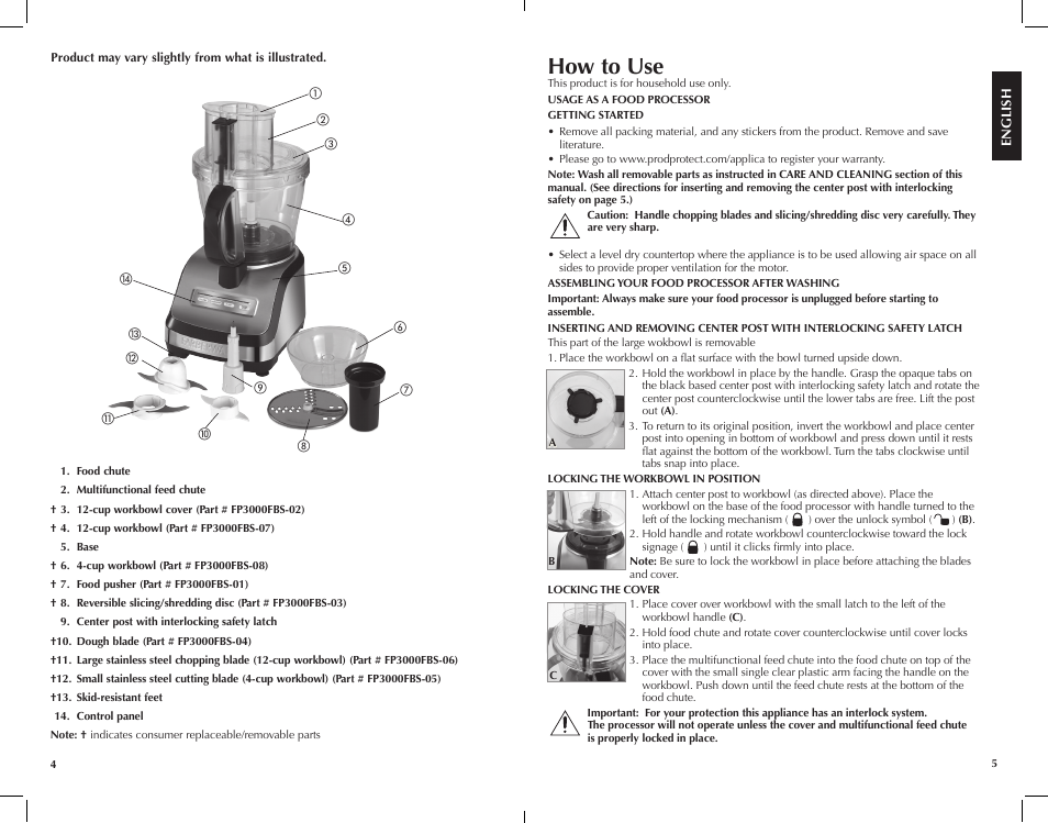 How to use | FARBERWARE FP3000FBS 12-Cup Food Processor User Manual | Page 3 / 15