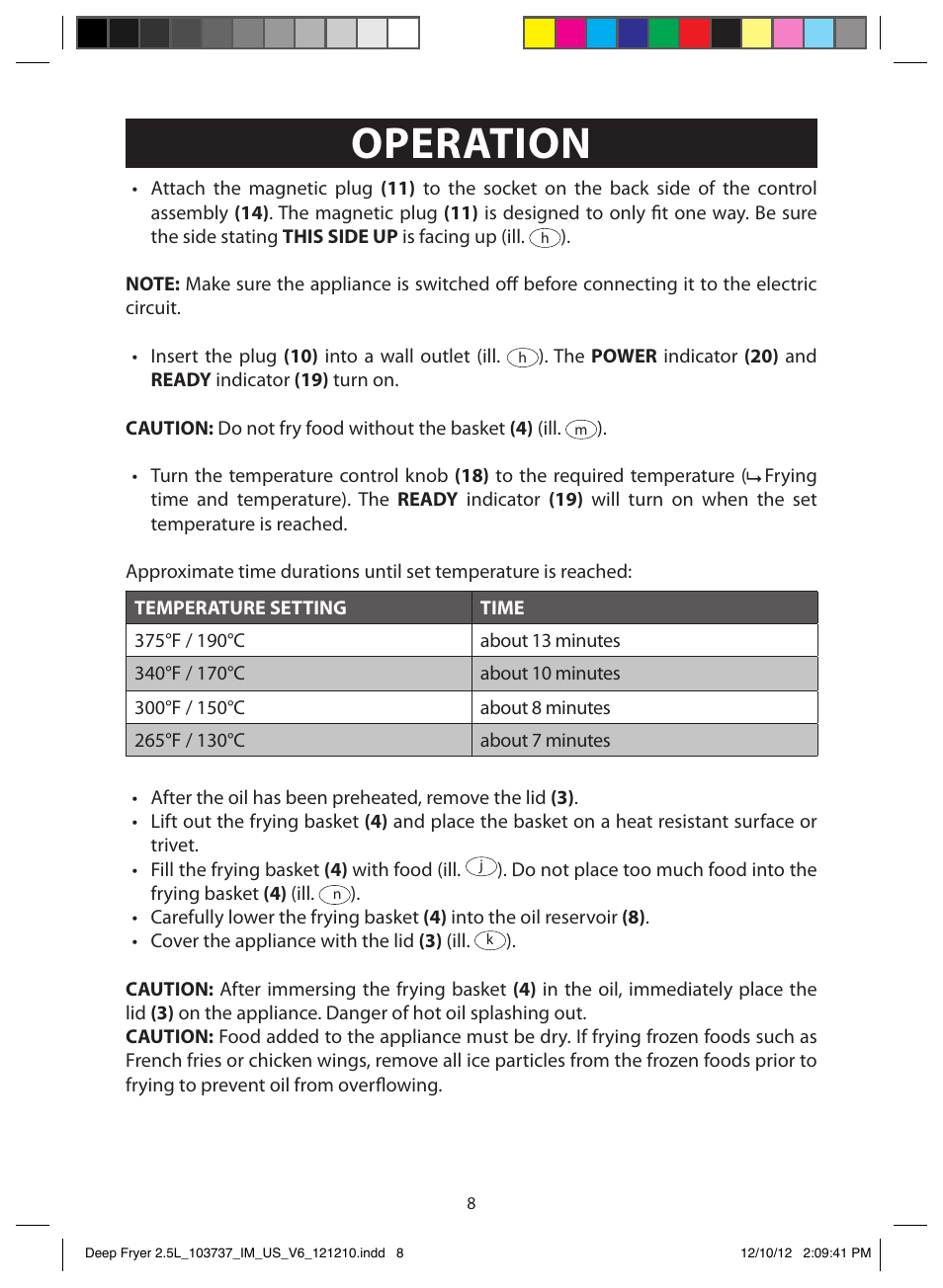 Operation | FARBERWARE 103737 2.5L Dual Deep Fryer User Manual | Page 8 / 15