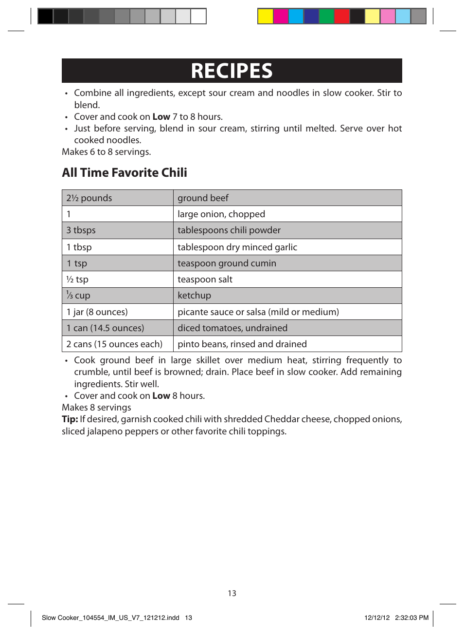 Recipes, All time favorite chili, Heartland style pork roast with vegetables | Hungarian beef in creamy paprika sauce | FARBERWARE 104554 6 Qt. Oval Slow Cooker User Manual | Page 13 / 27