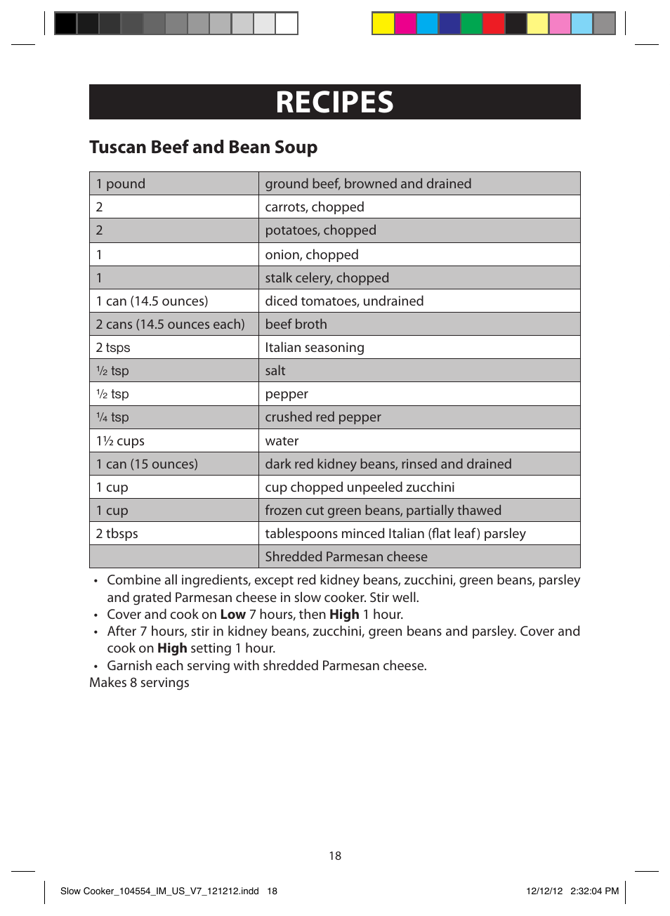 Recipes, Tuscan beef and bean soup, Aztec chicken | FARBERWARE 104554 6 Qt. Oval Slow Cooker User Manual | Page 18 / 27