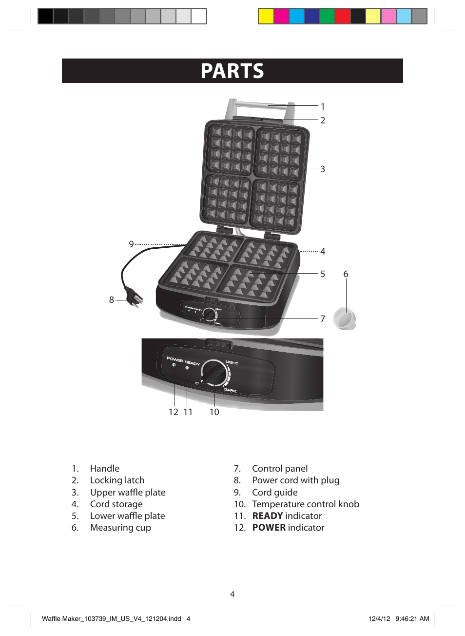 Illustrations parts | FARBERWARE 103739 Square Waffle Maker User Manual | Page 4 / 11