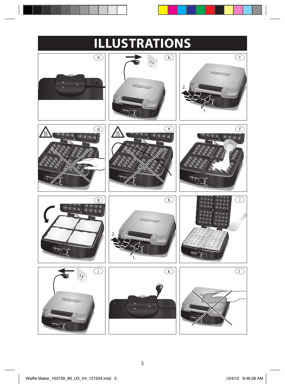 Illustrations | FARBERWARE 103739 Square Waffle Maker User Manual | Page 5 / 11