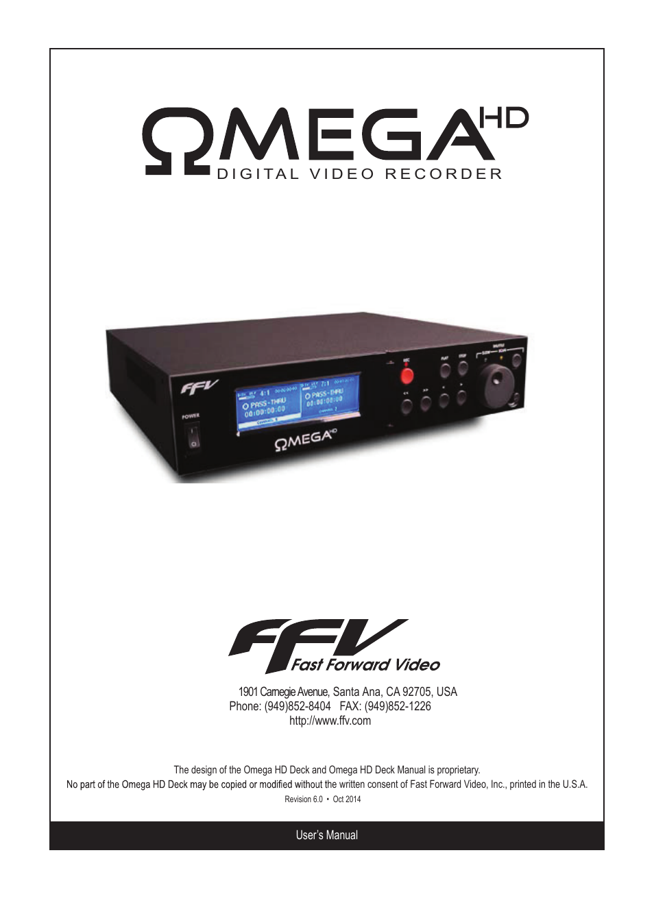 Fast Forward Video Omega HD User Manual | 22 pages