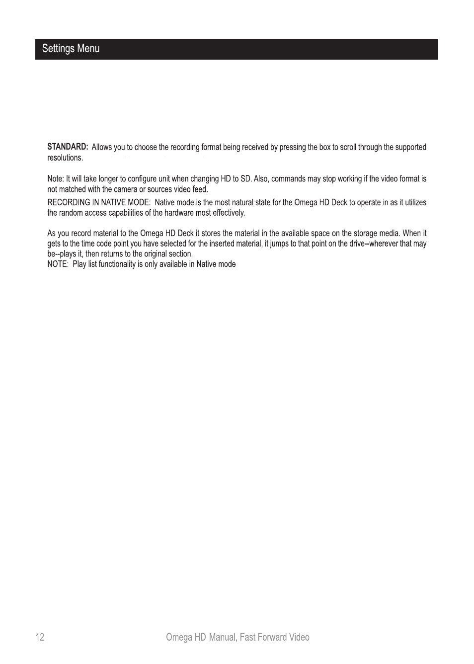 Omegahdmanual_p12 | Fast Forward Video Omega HD User Manual | Page 12 / 22