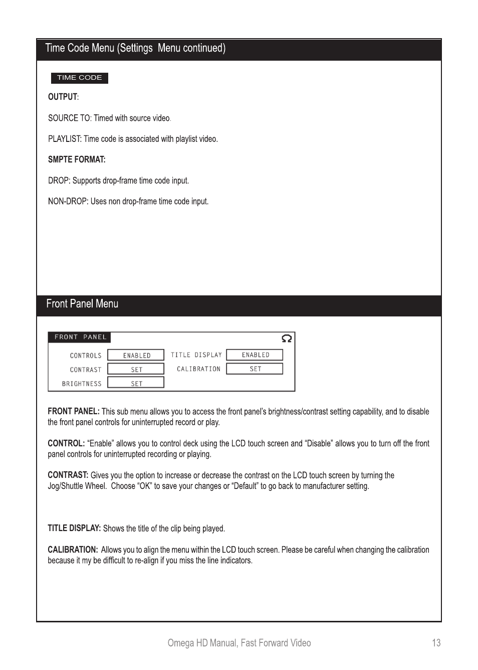 Omegahdmanual_p13 | Fast Forward Video Omega HD User Manual | Page 13 / 22